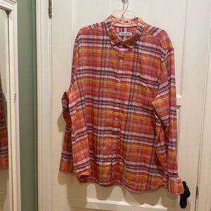 Tommy Bahamas Linen blend plaid button down shirt XXL
